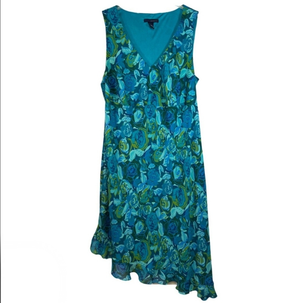 Venezia Teal and Lime Asymmetrical Dress